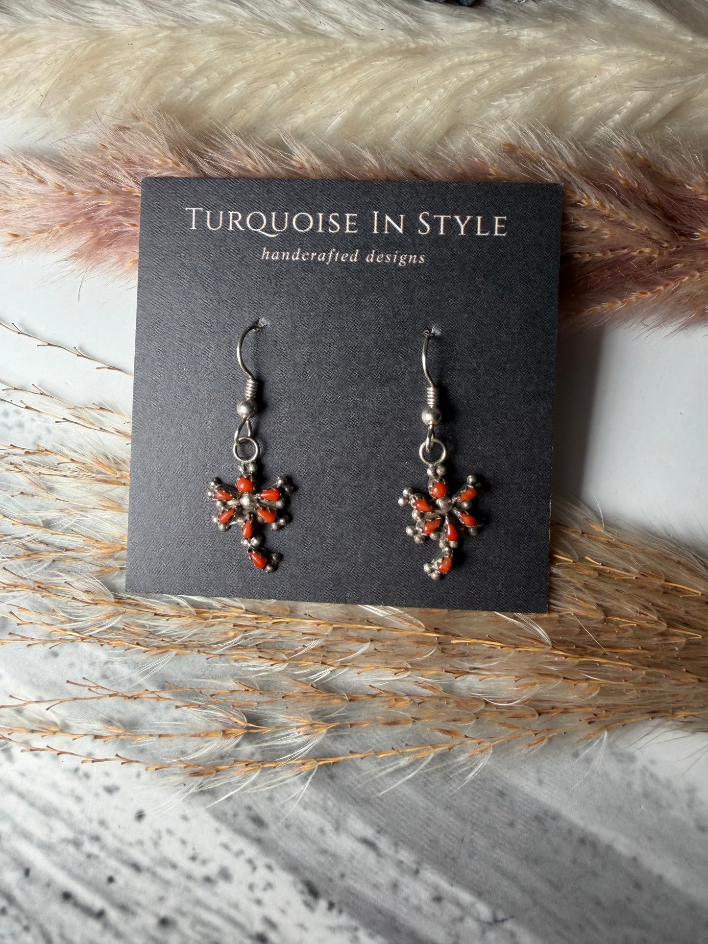 Red Coral Dragonfly Earrings