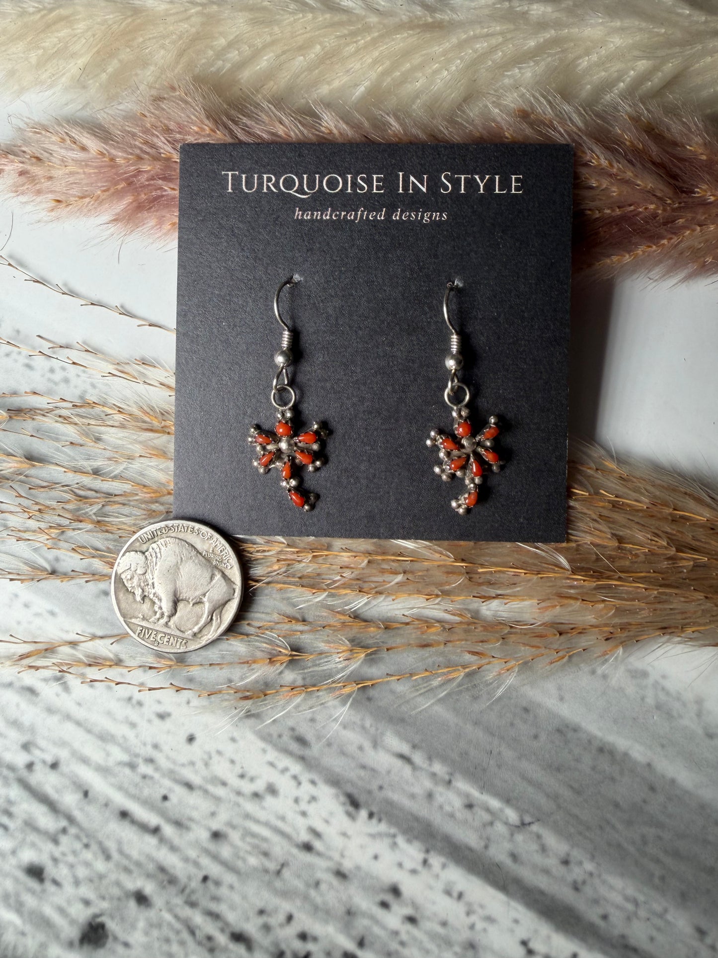 Red Coral Dragonfly Earrings