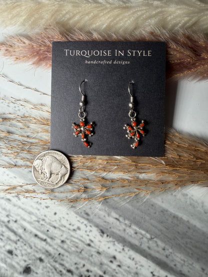 Red Coral Dragonfly Earrings