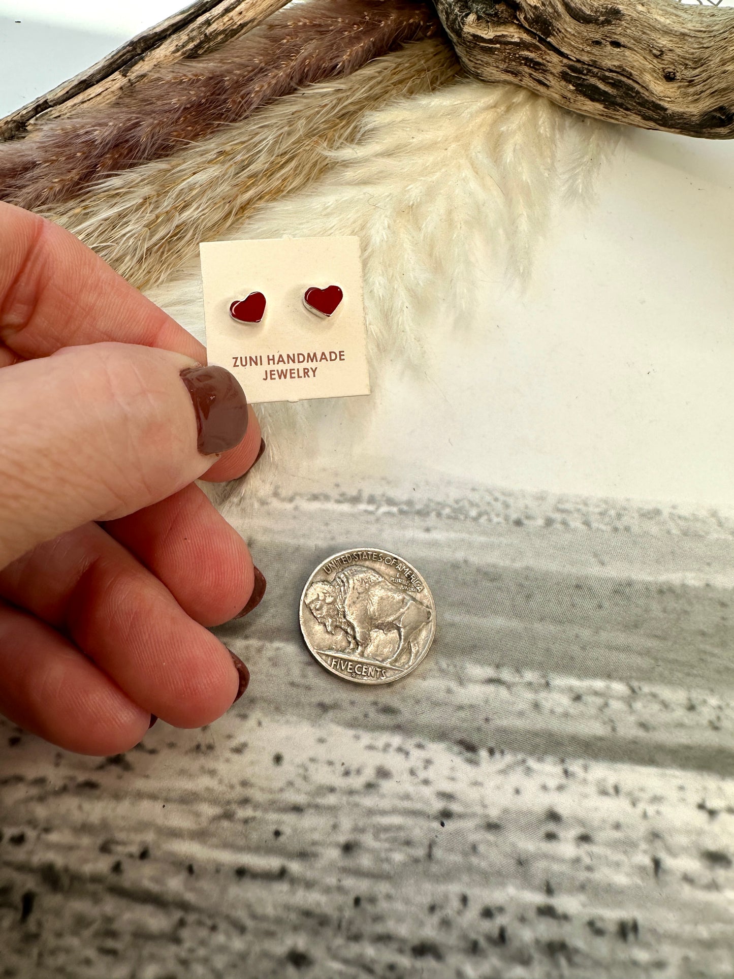 Zuni Heart Studs