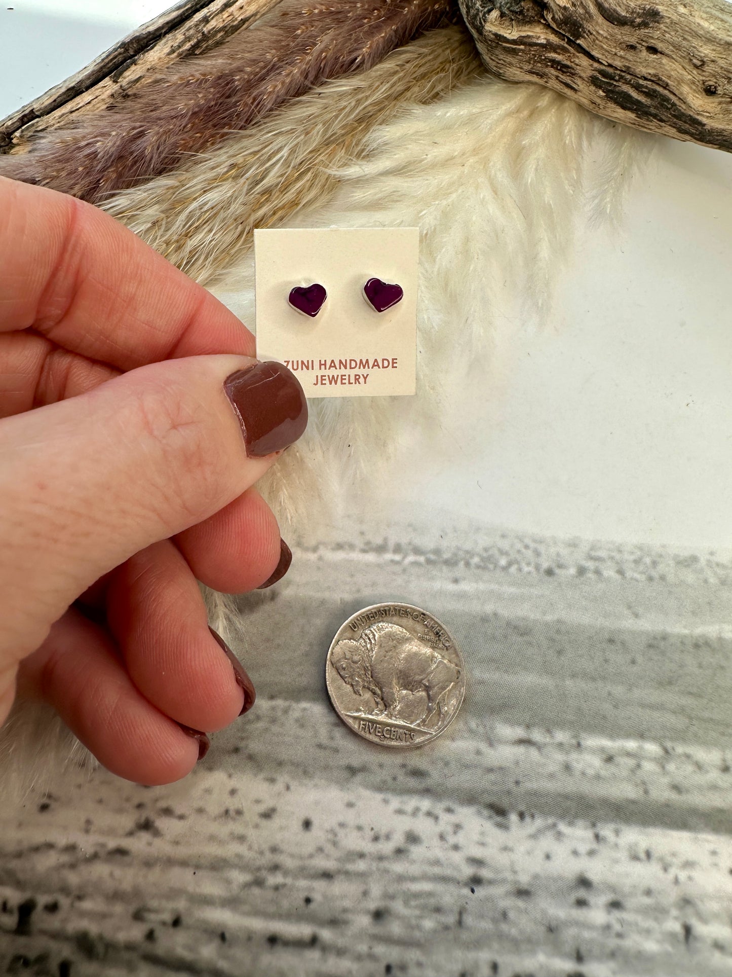 Zuni Heart Studs
