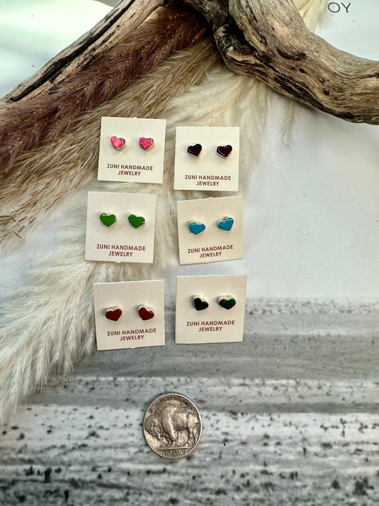 Zuni Heart Studs