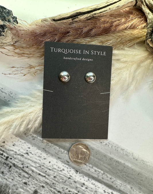 10mm Flat Back Sterling Pearl Studs