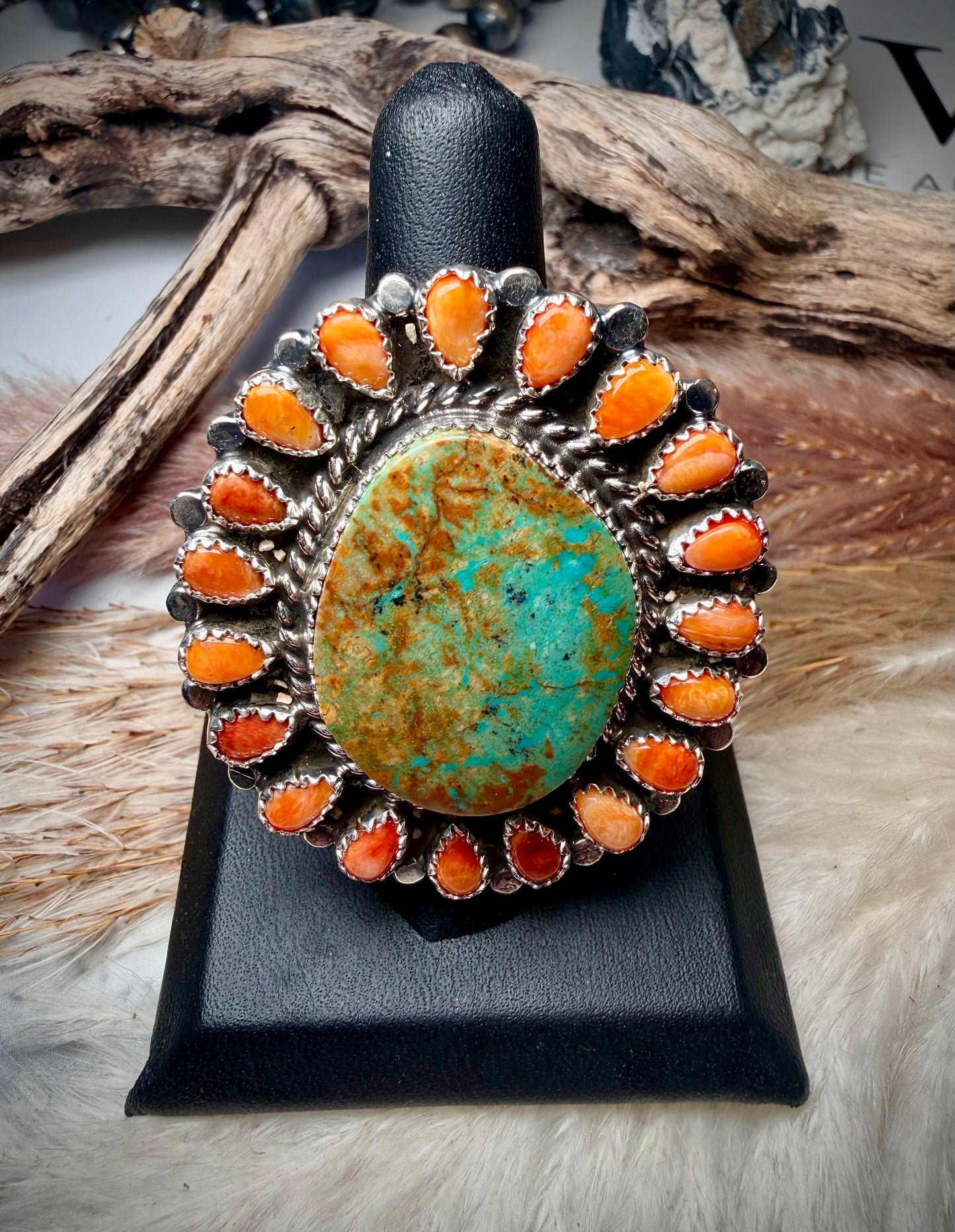 Royston & Spiny Oyster Adjustable Ring by Ednei Yabeny