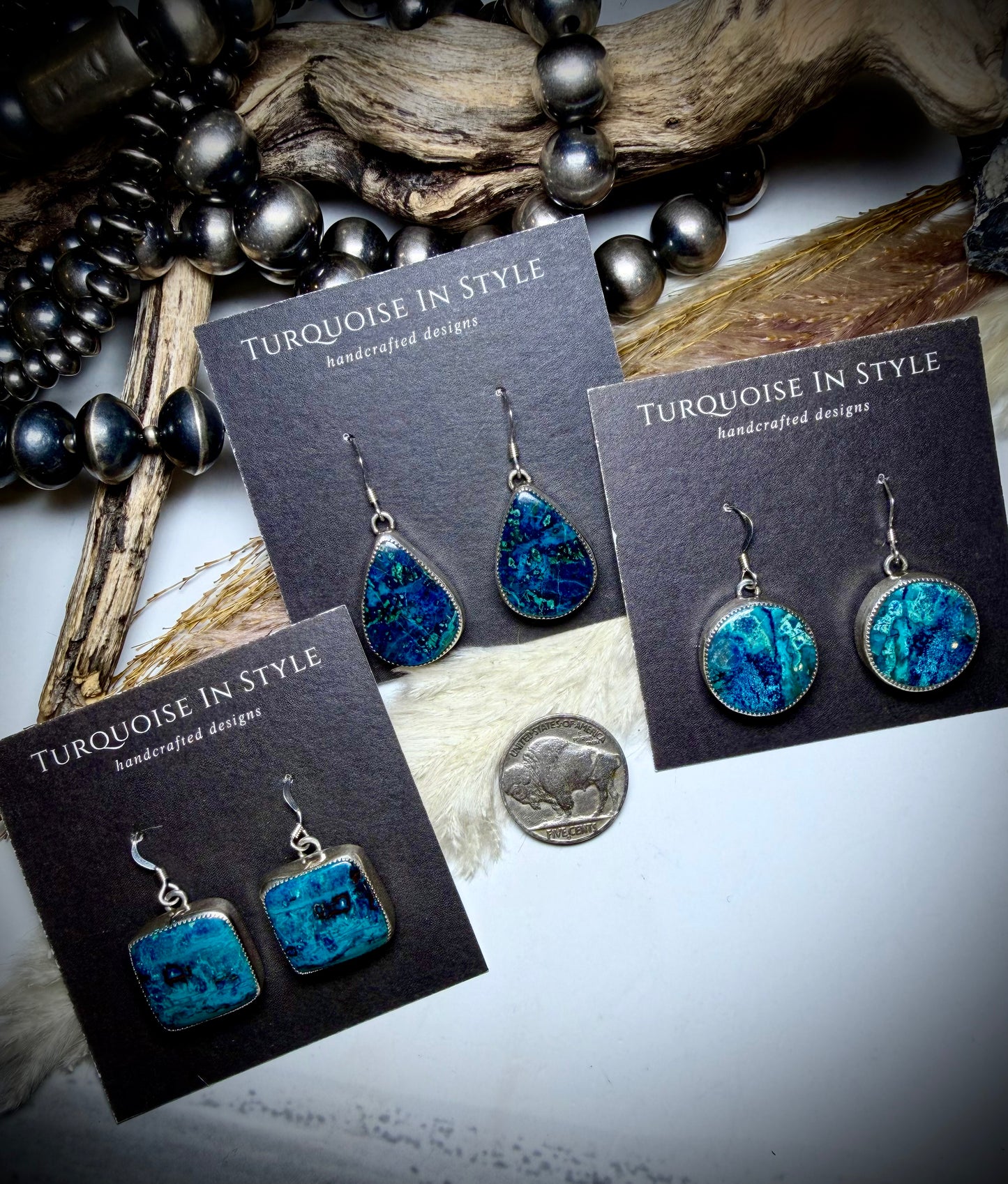 Chrysocolla Dangle Earrings by Alice Johnson