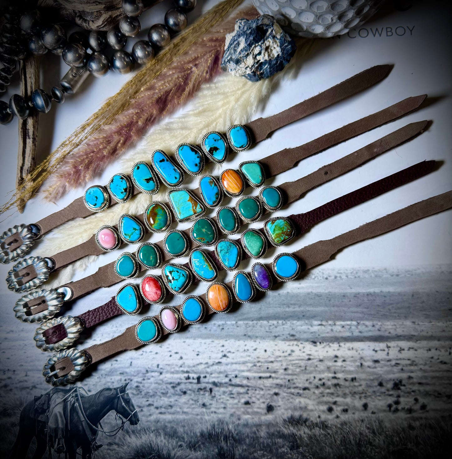 Seven Stone Leather Bracelets