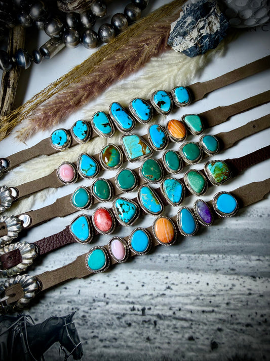 Seven Stone Leather Bracelets