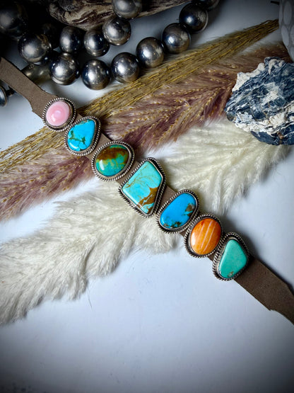 Seven Stone Leather Bracelets