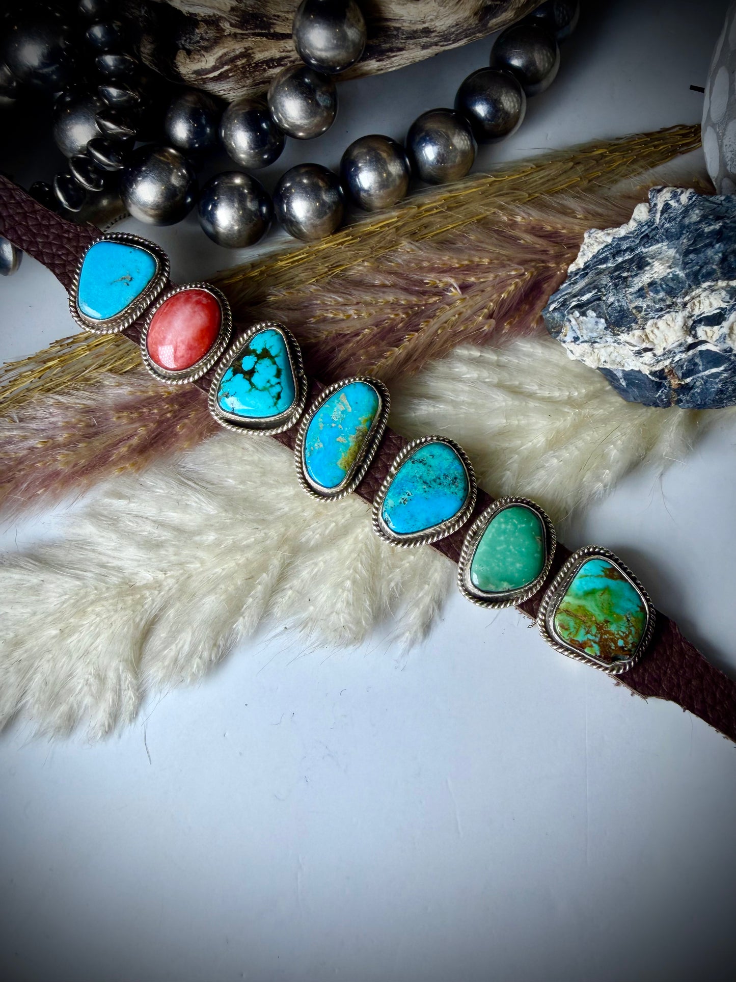 Seven Stone Leather Bracelets