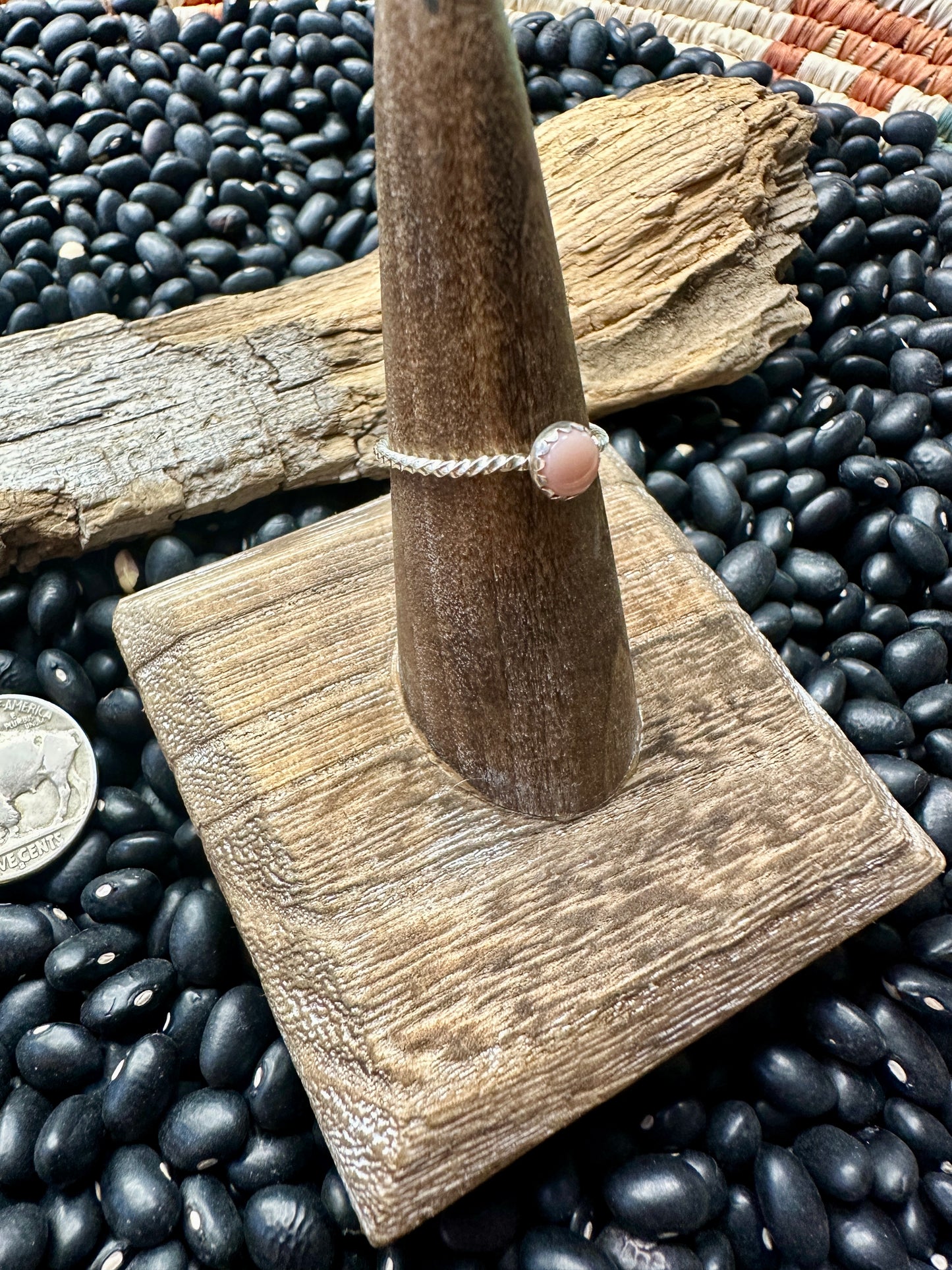 Single Stone Pink Conch Ring