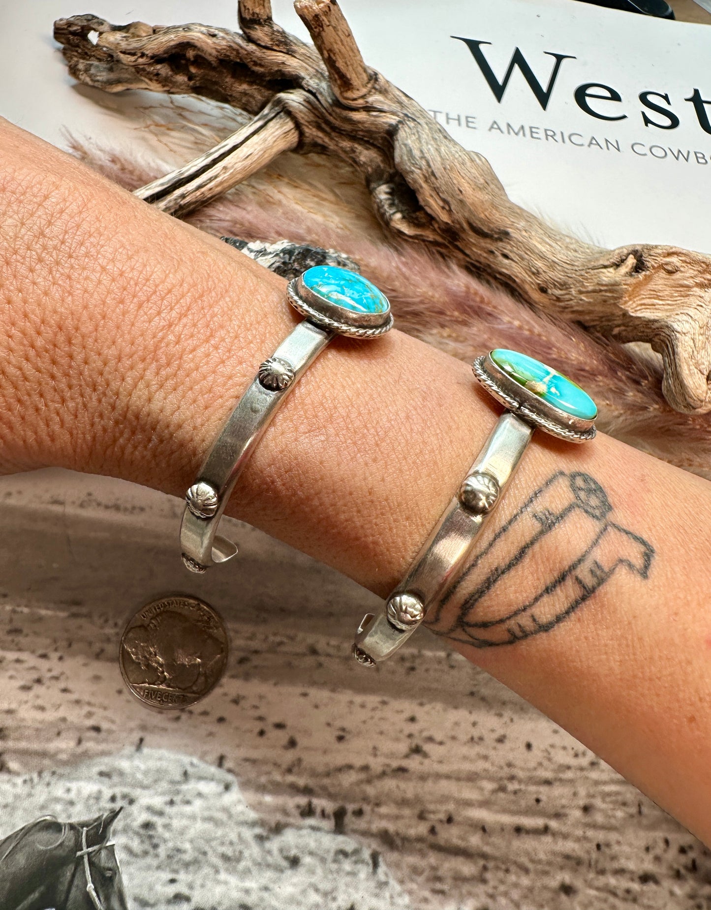 Samuel Yellowhair Sonoran Turquoise Bracelets