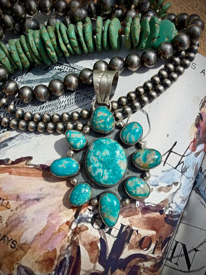 Lyle Piaso Fox Turquoise Cluster Pendant