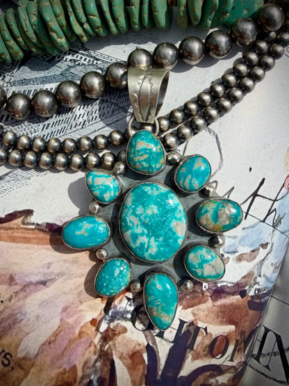 Lyle Piaso Fox Turquoise Cluster Pendant