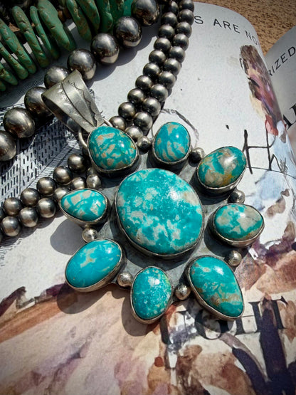 Lyle Piaso Fox Turquoise Cluster Pendant