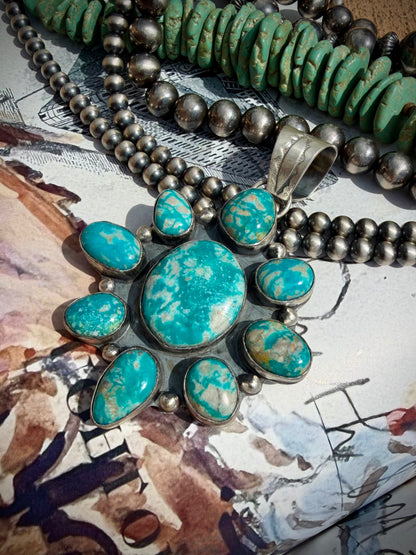 Lyle Piaso Fox Turquoise Cluster Pendant