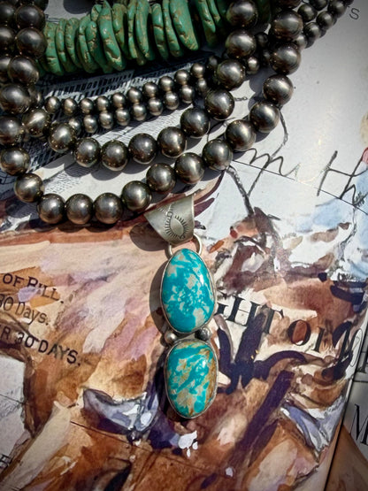Lyle Piaso Fox Turquoise Pendant