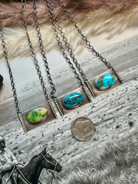 Stamped Sterling & Turquoise Necklaces