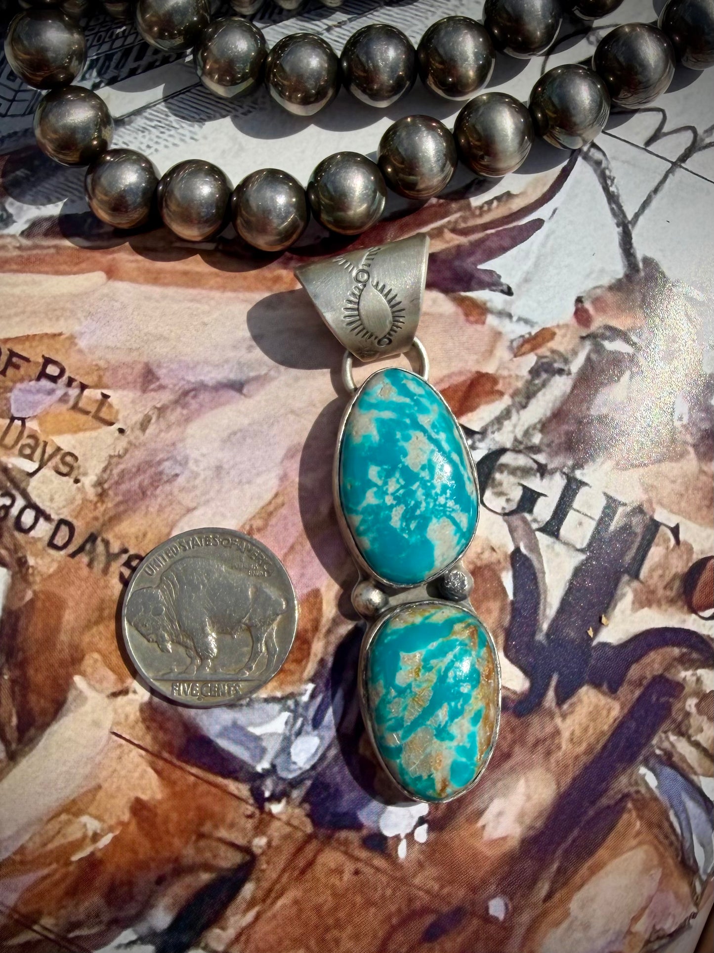 Lyle Piaso Fox Turquoise Pendant