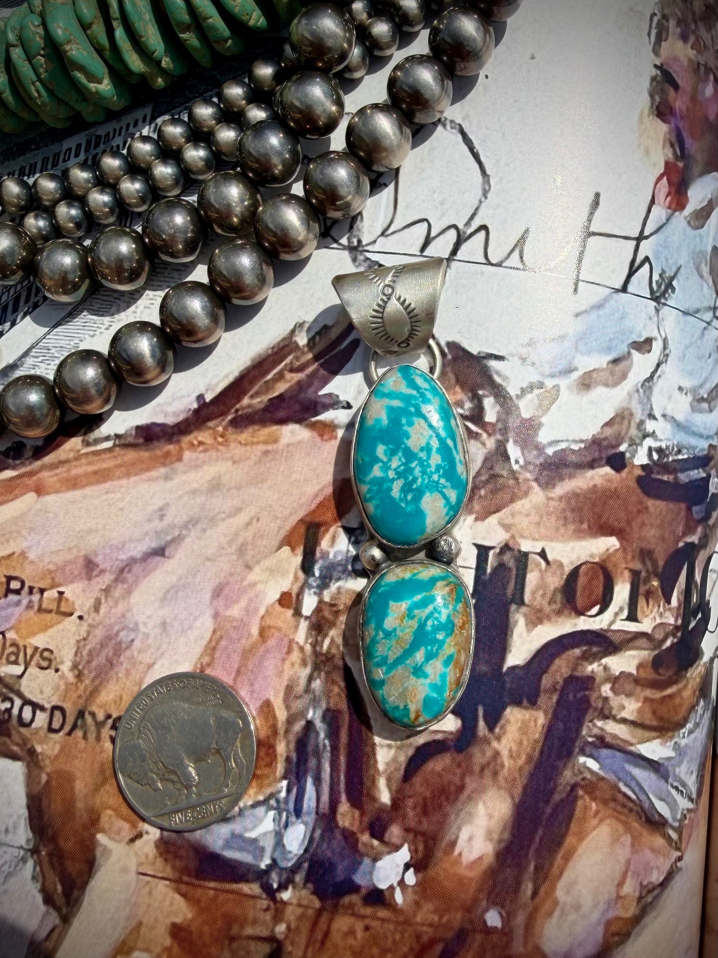 Lyle Piaso Fox Turquoise Pendant