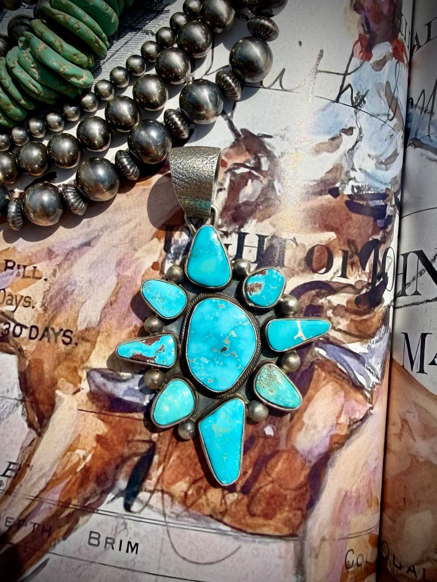 Kathleen Livingston Fox Turquoise Cluster Pendant