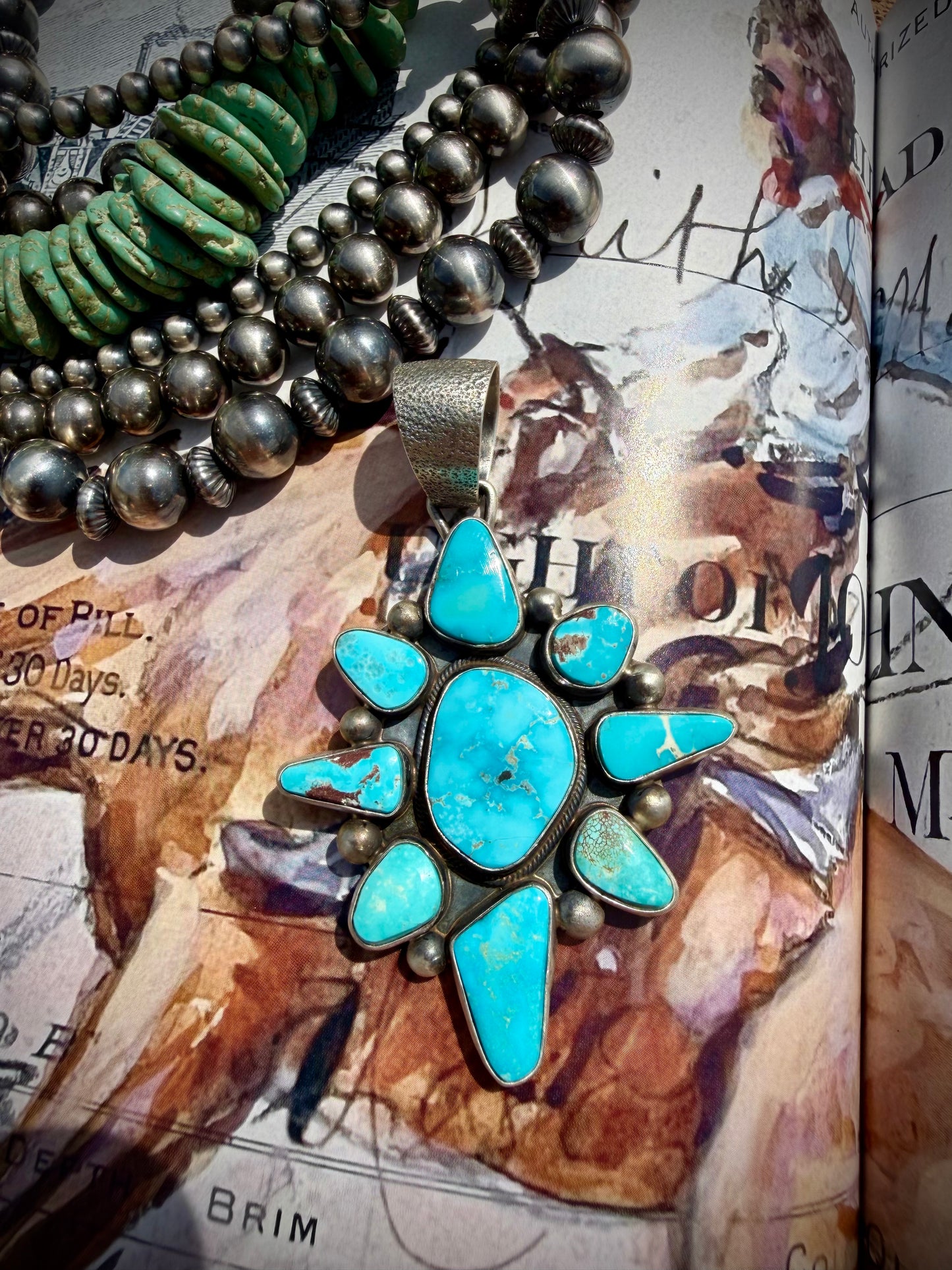 Kathleen Livingston Fox Turquoise Cluster Pendant