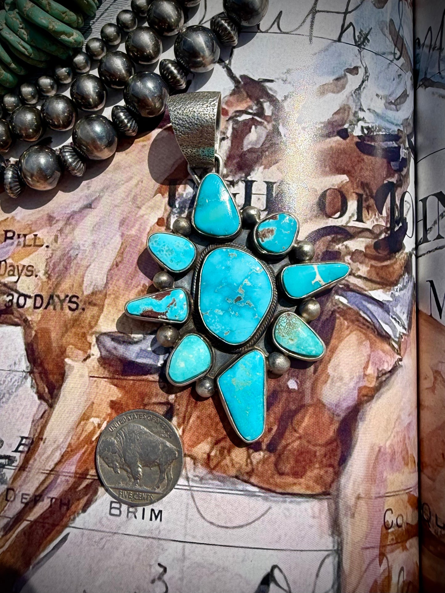 Kathleen Livingston Fox Turquoise Cluster Pendant