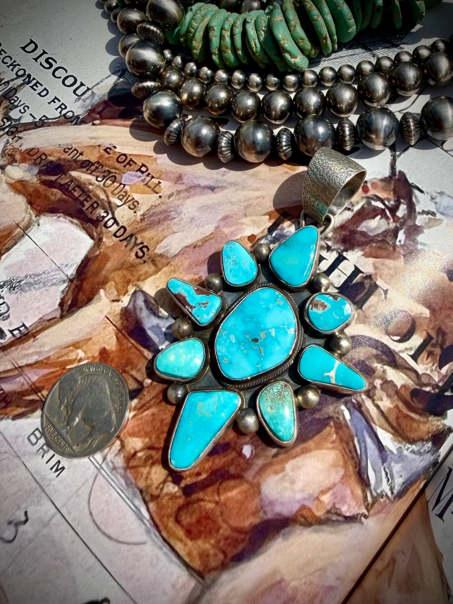 Kathleen Livingston Fox Turquoise Cluster Pendant