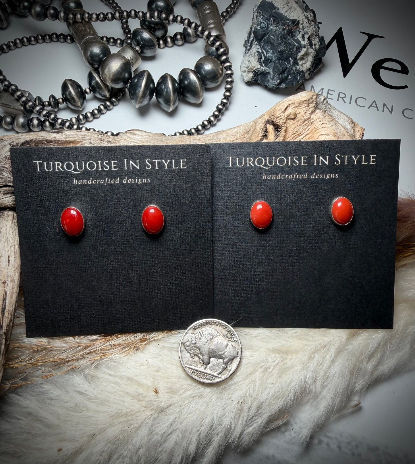 Red Coral Earrings Dorthy Yazzie