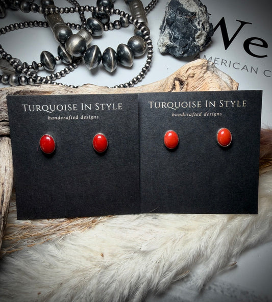Red Coral Earrings Dorthy Yazzie