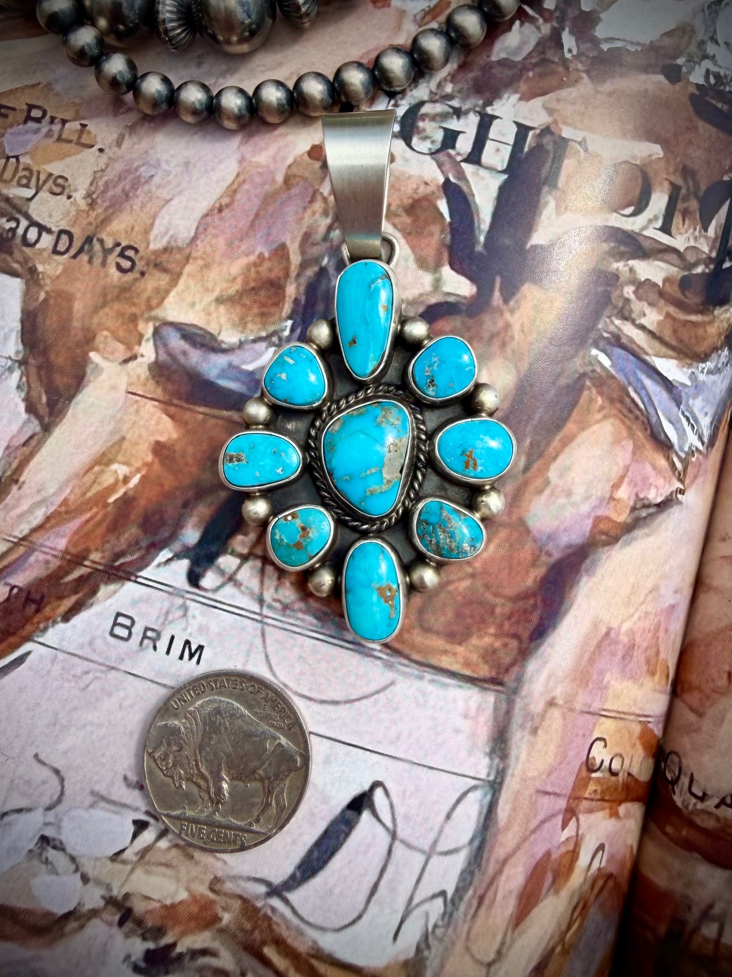 Kathleen Livington Morenci Turquoise Cluster Pendant