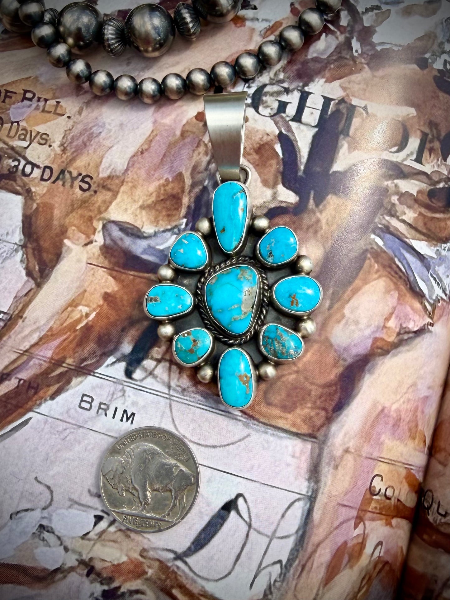 Kathleen Livington Morenci Turquoise Cluster Pendant