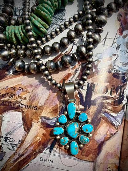Kathleen Livington Morenci Turquoise Cluster Pendant
