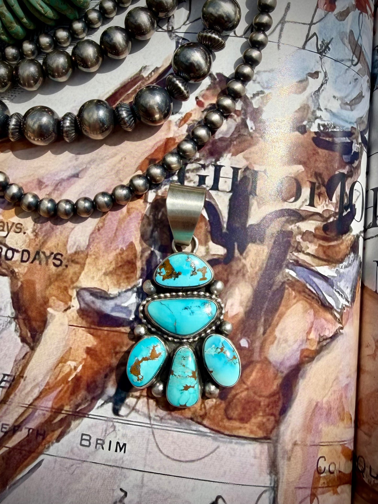 Travis Jim Morenci Turquoise Cluster Pendant