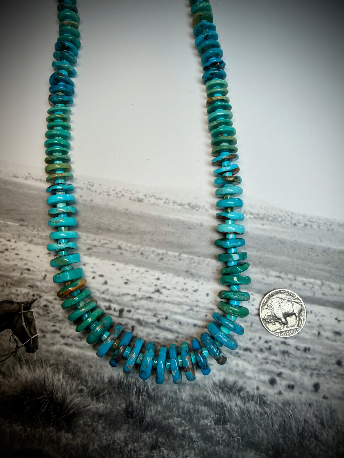 31 1/2" Turquoise Graduated Bead Necklace