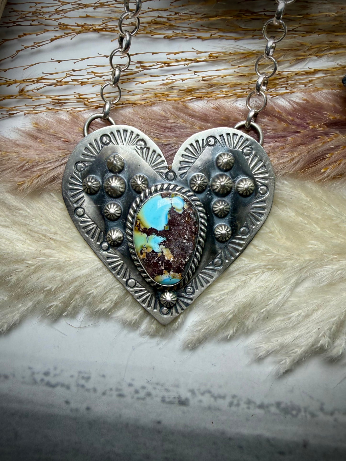 Jeff Largo Stamped Heart Necklace