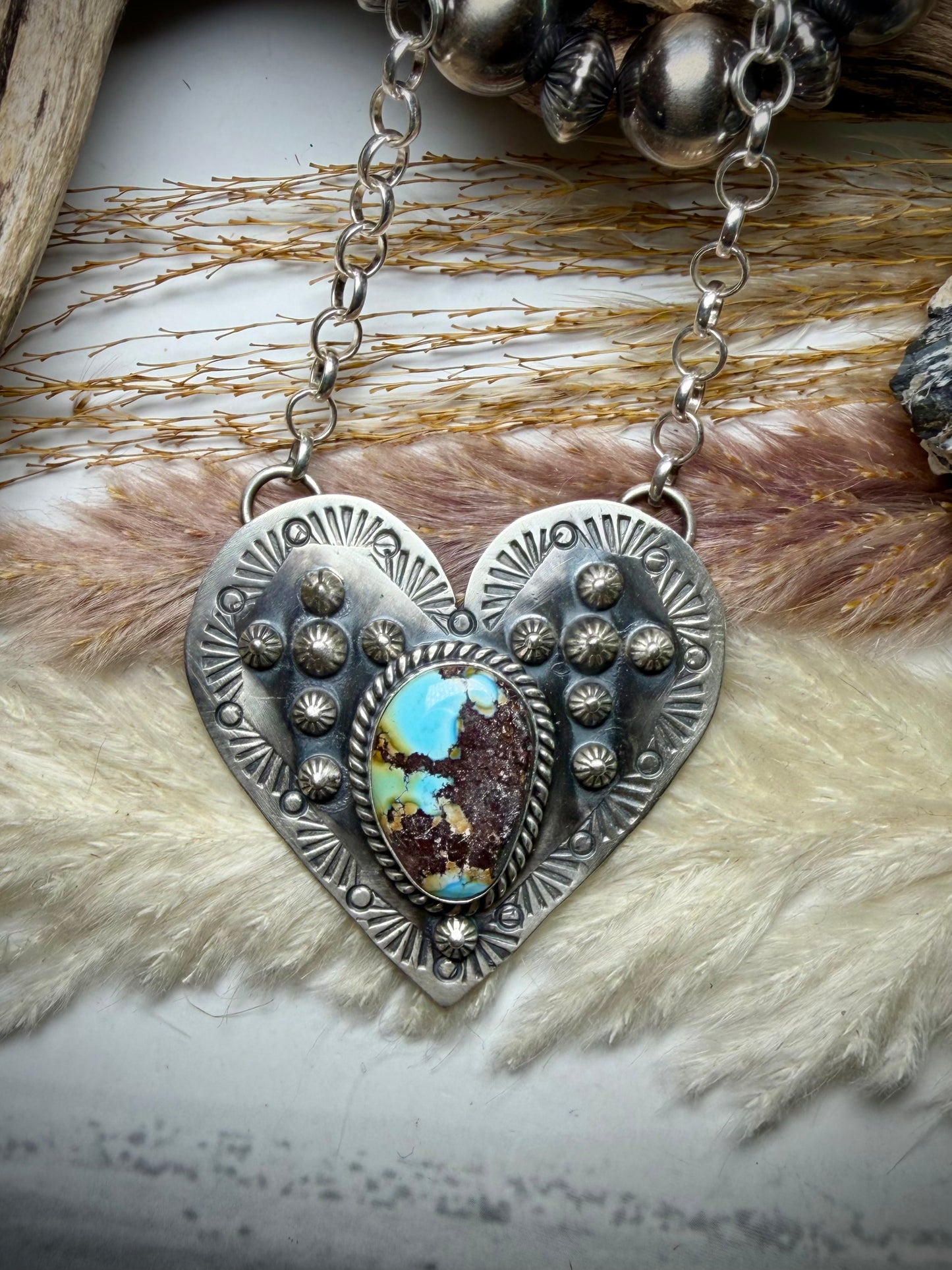 Jeff Largo Stamped Heart Necklace