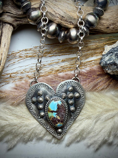 Jeff Largo Stamped Heart Necklace