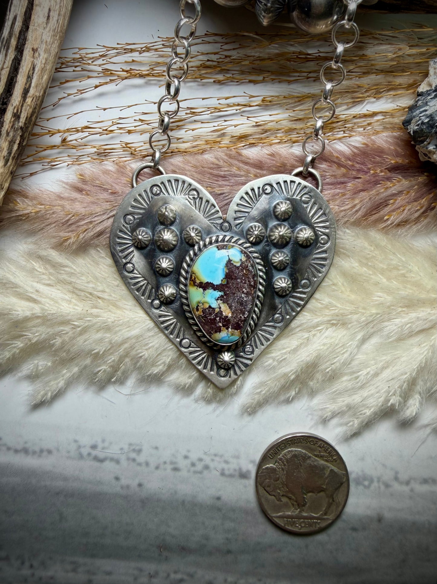 Jeff Largo Stamped Heart Necklace
