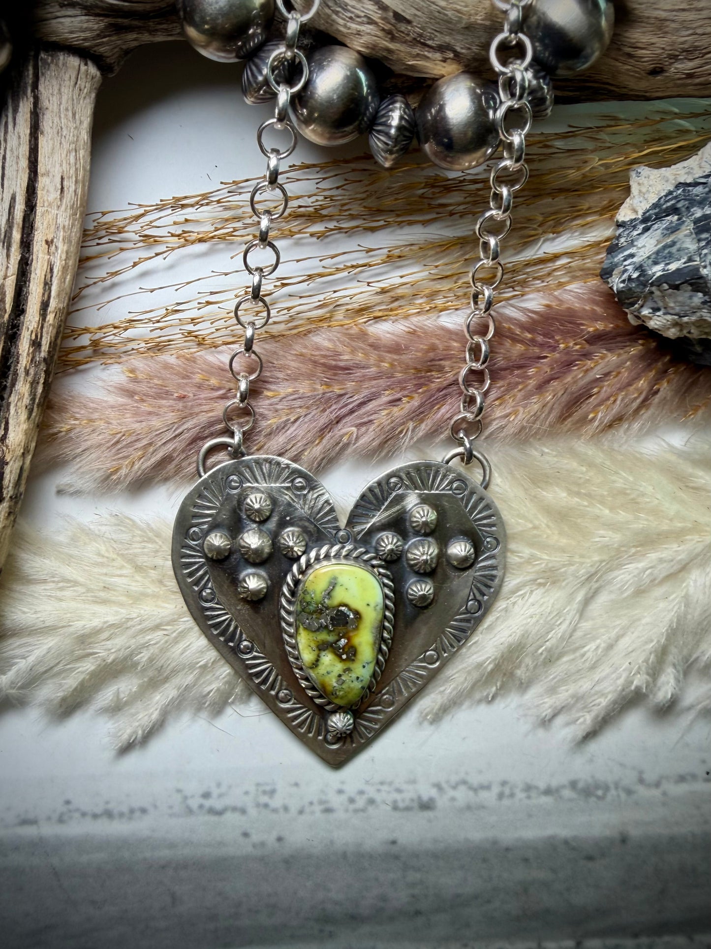 Jeff Largo Stamped Heart Necklace