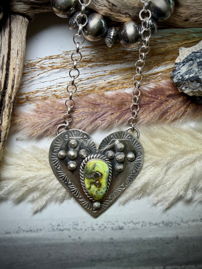 Jeff Largo Stamped Heart Necklace