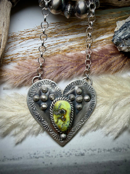 Jeff Largo Stamped Heart Necklace