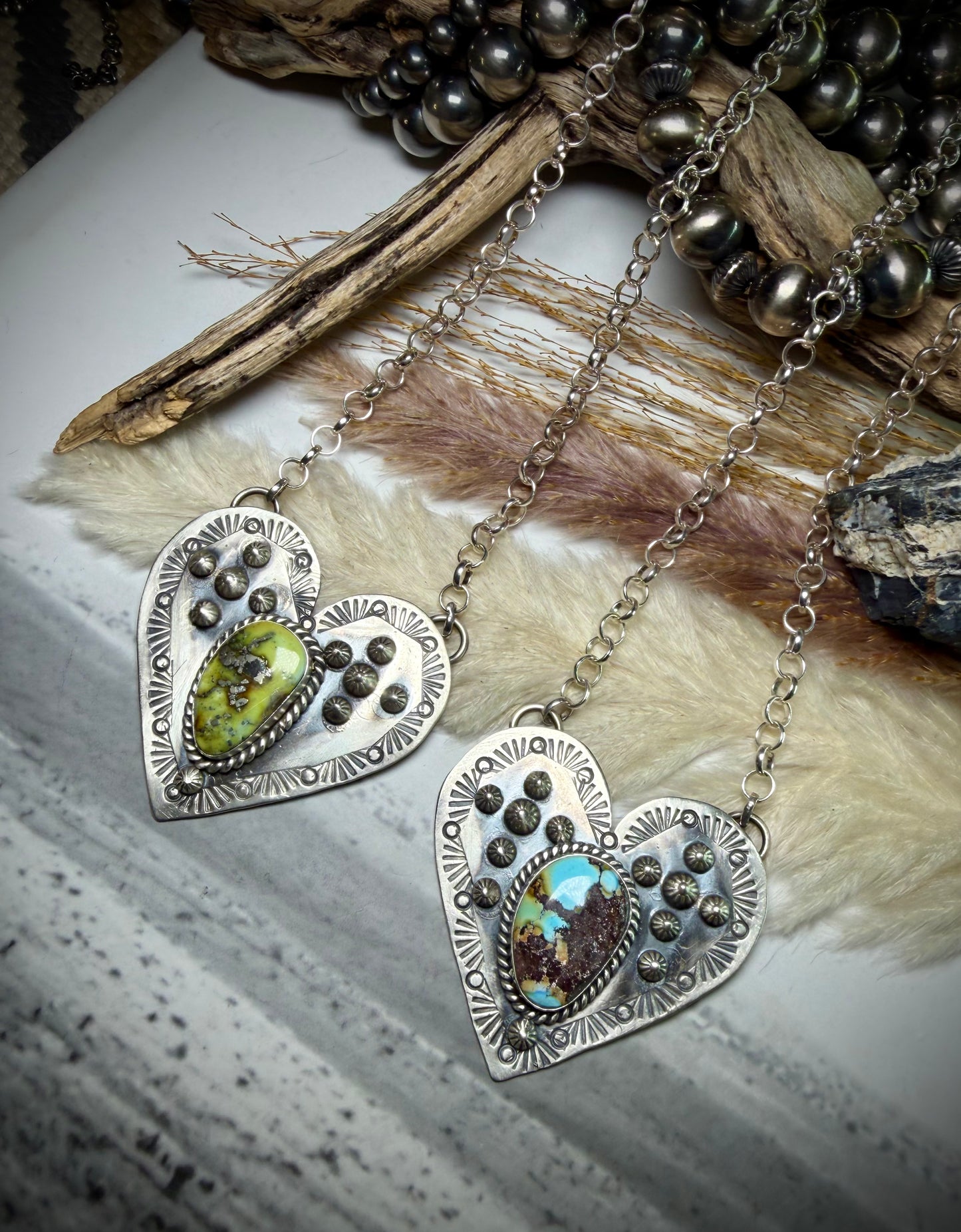 Jeff Largo Stamped Heart Necklace