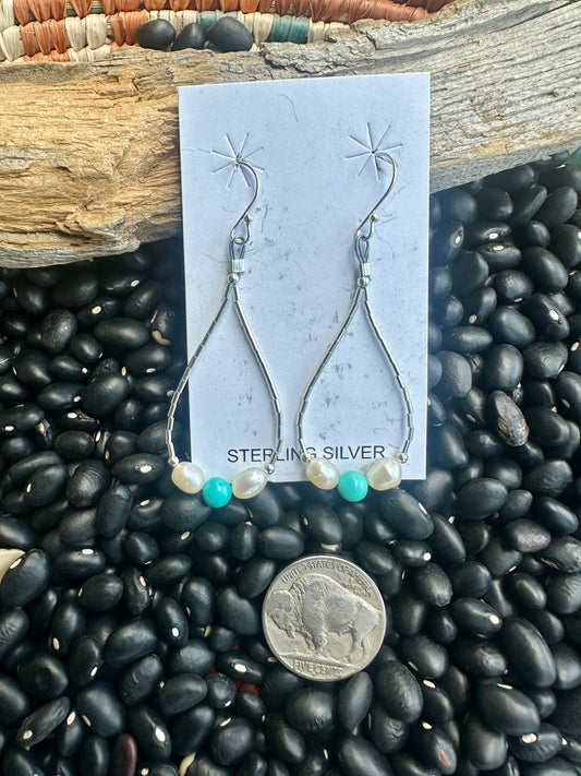 Freshwater Pearl & Sleeping Beauty Earrings