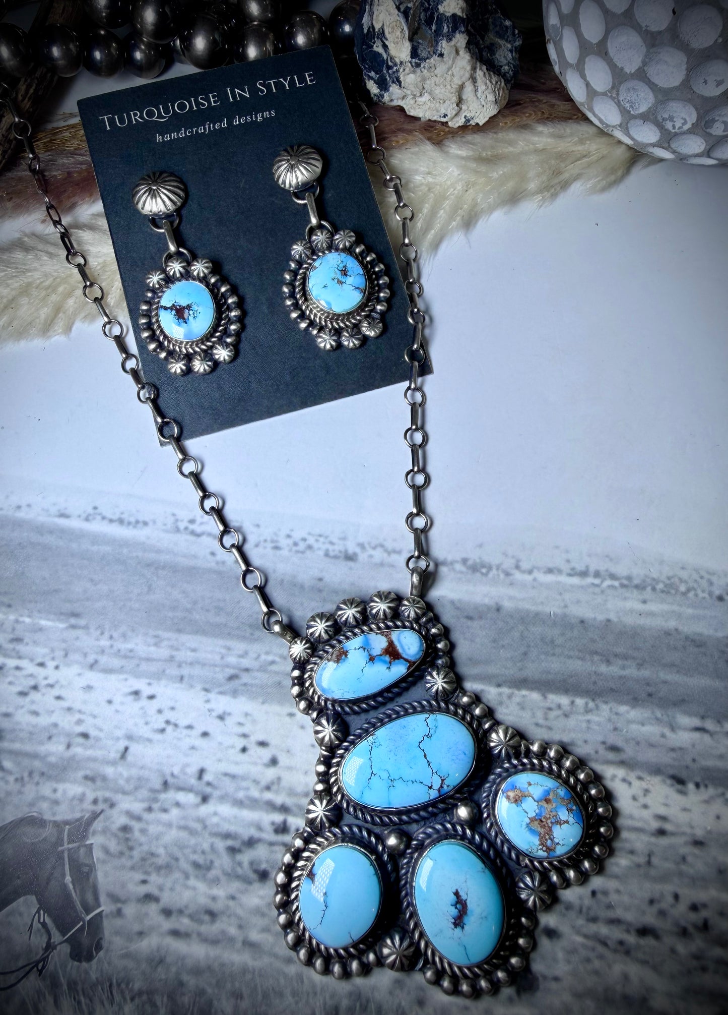 Golden Hills Pendant Necklace and Earring Set by Jeff James