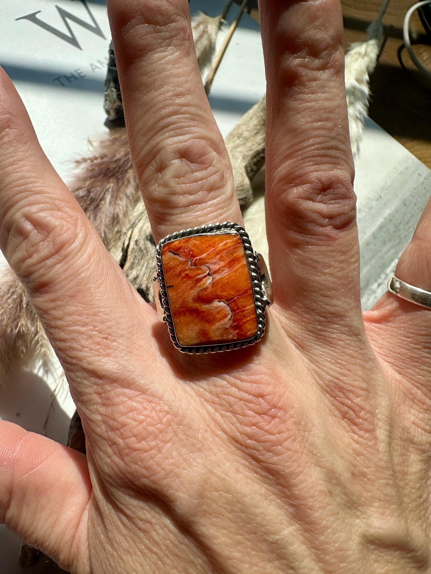 Gregg Yazzie Orange Spiny Rings
