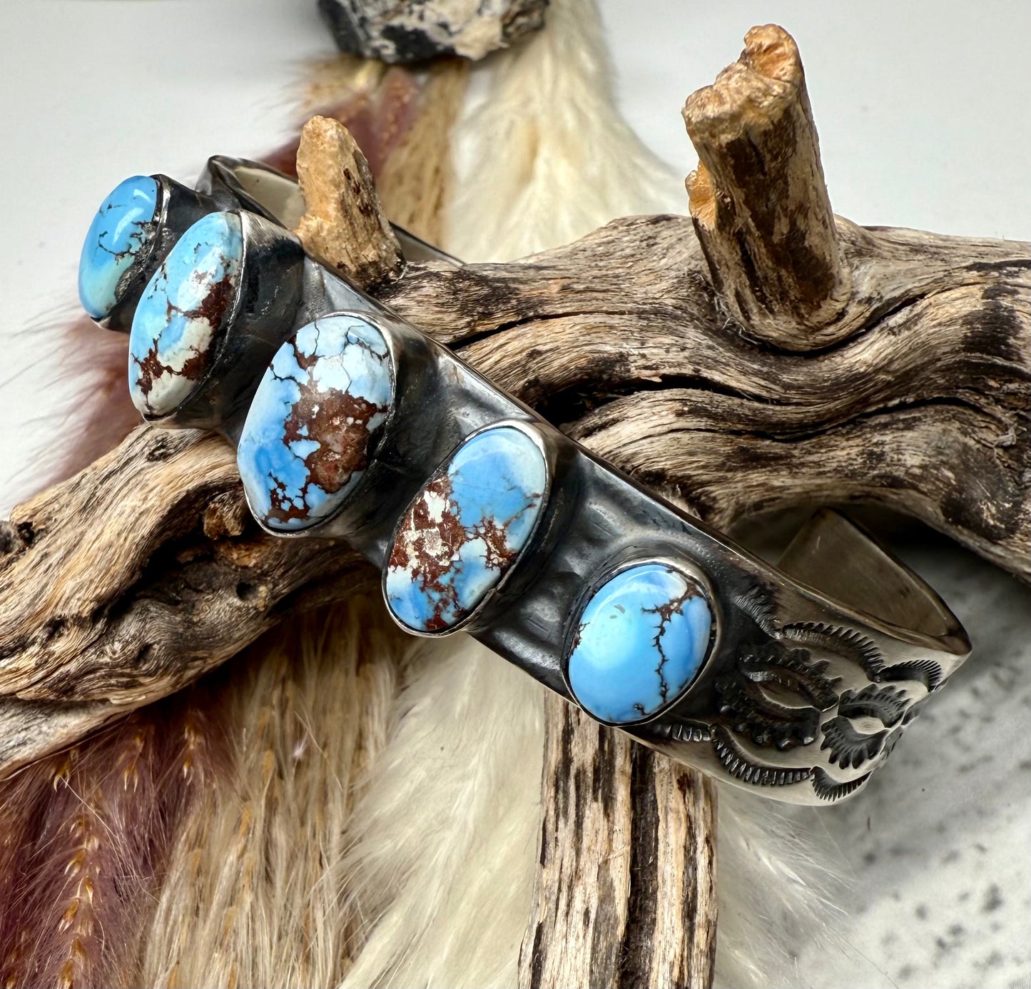 Golden Hills Turquoise 5-Stone Cuff by Chimney Butte