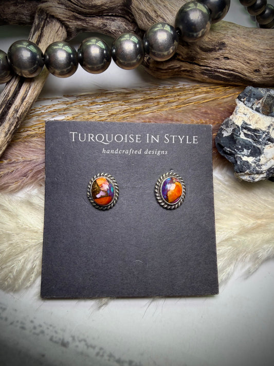 J Frank Pink Dahlia Studs