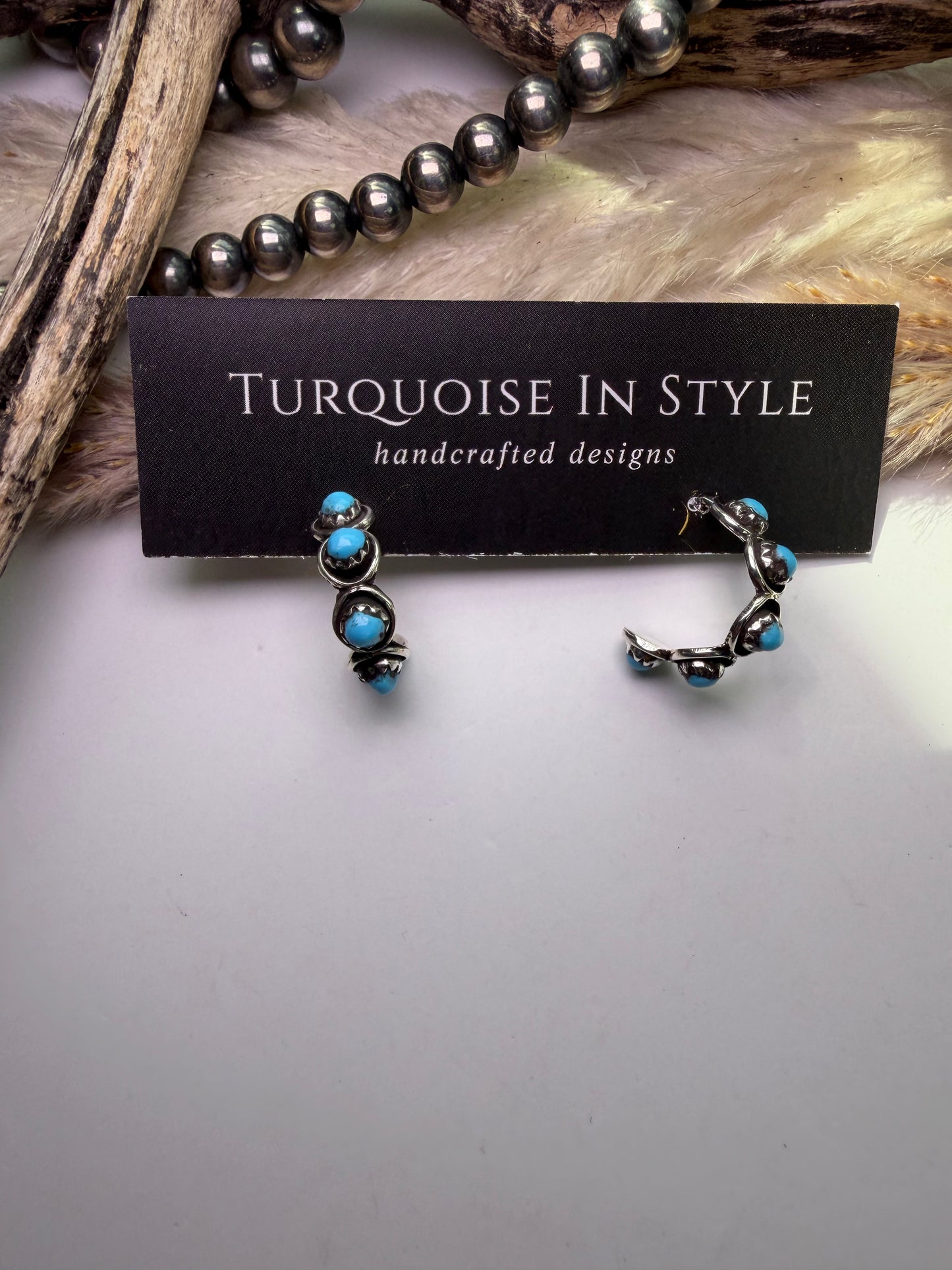 Turquoise Snake Eye Hoop Earrings