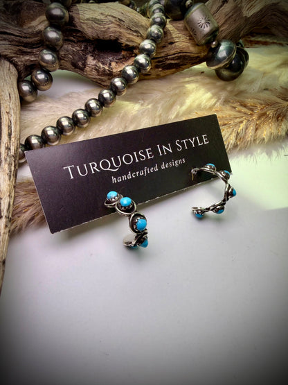 Turquoise Snake Eye Hoop Earrings