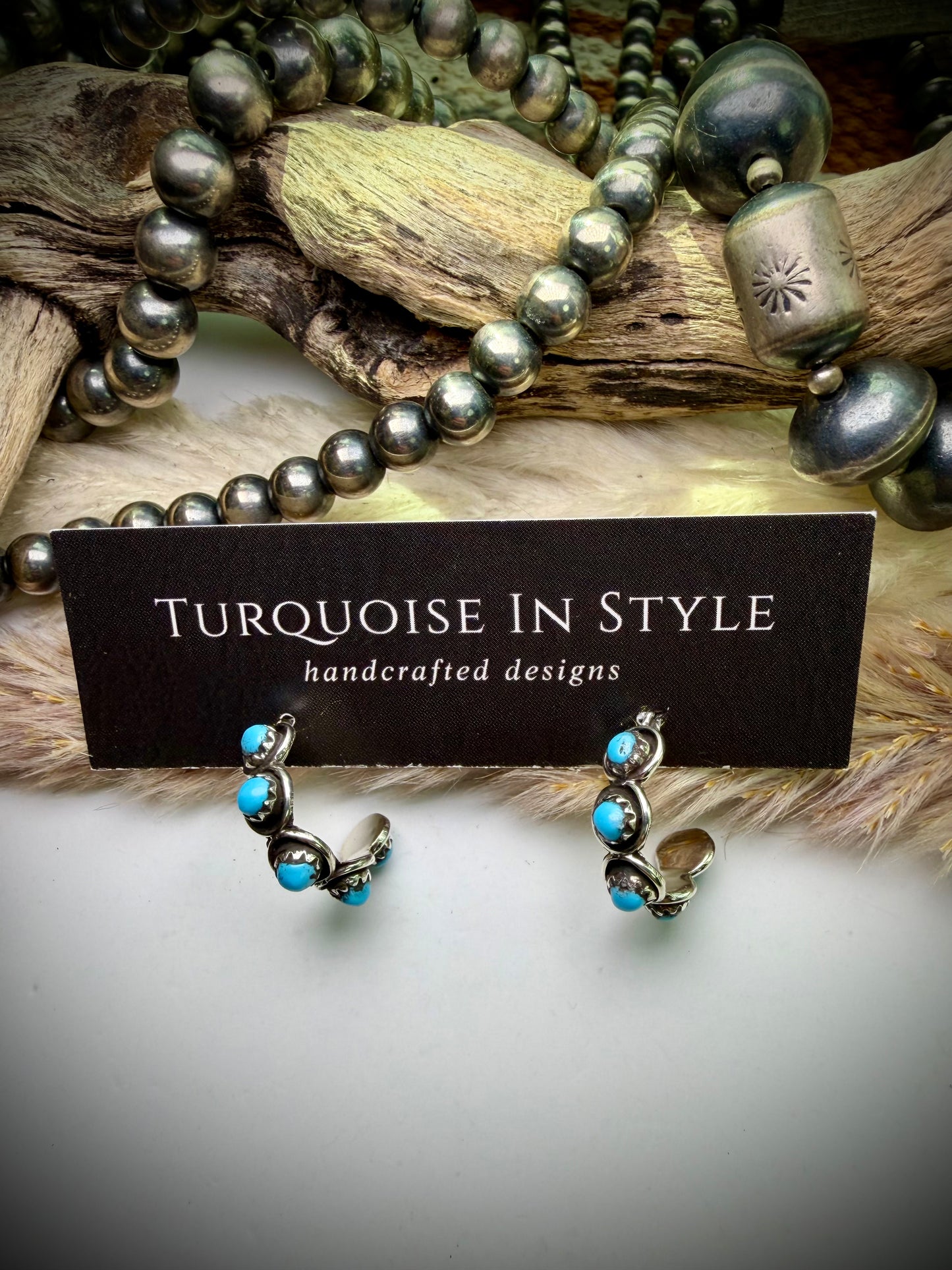 Turquoise Snake Eye Hoop Earrings